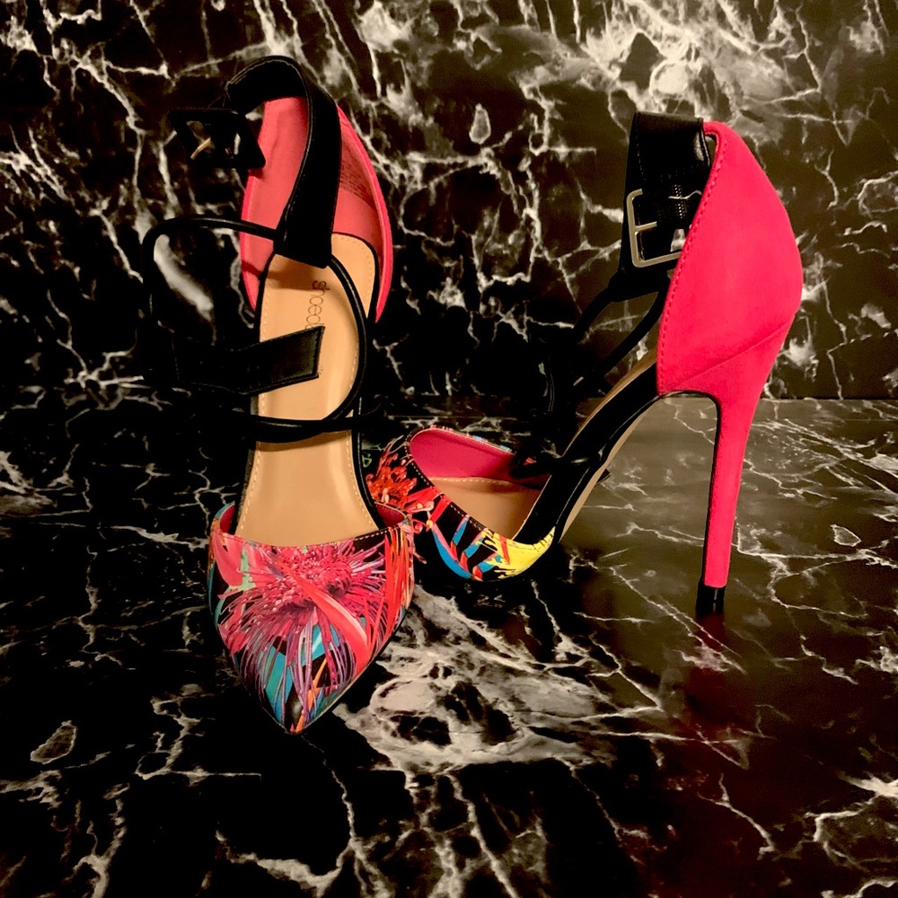 Tropic Print Women Open Stilettos